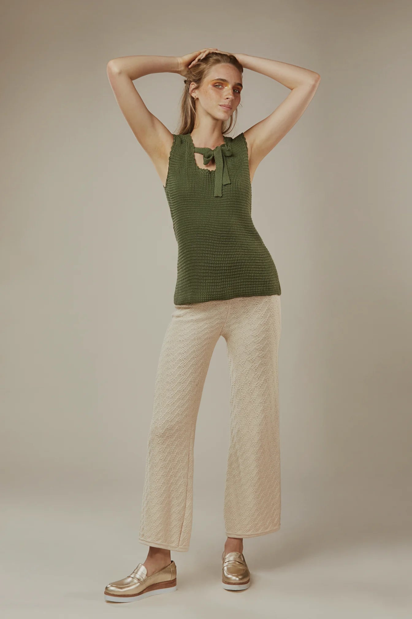 Clio Knitwear- Top Flora Olive Green